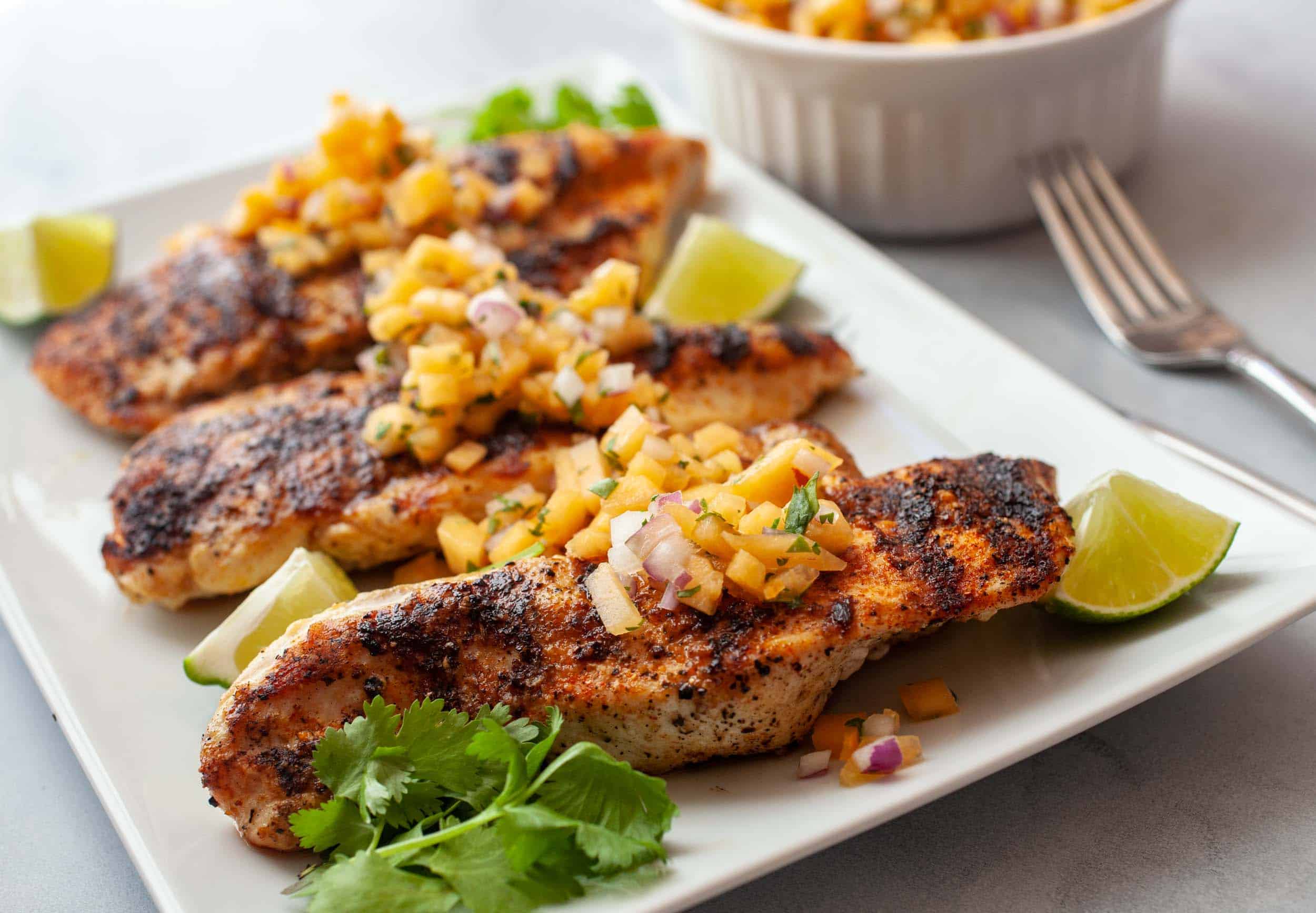 Grilled Chicken with Cantaloupe Habanero Salsa ~ Crunch Time Kitchen