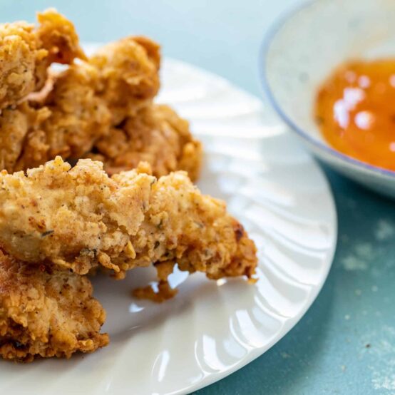 Buttermilk Chicken Tenders with Hot Honey Dip ~ Crunch Time Kitchen