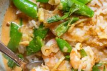 Shrimp Panang Curry in a bowl.