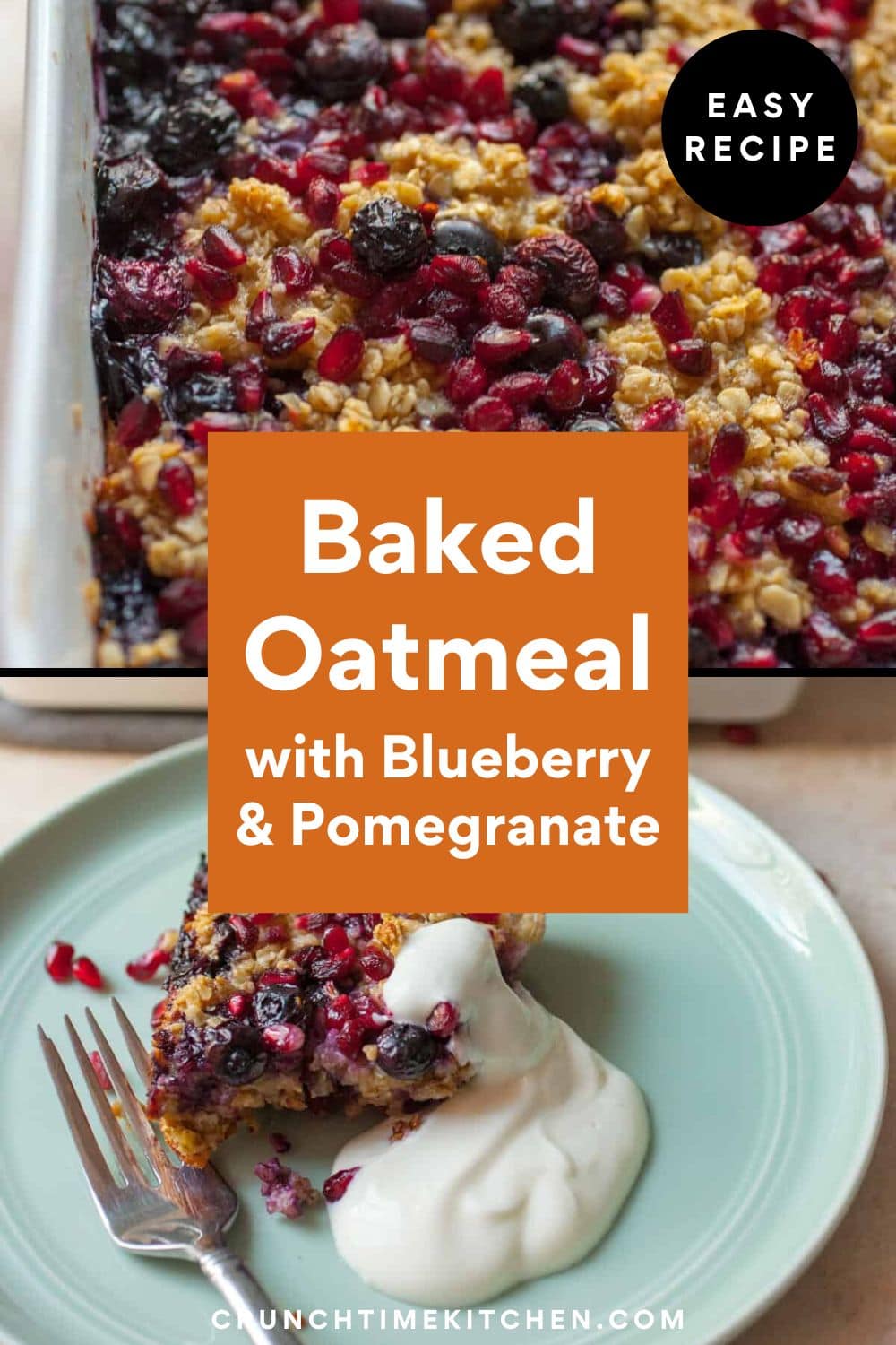 Blueberry Baked Oatmeal with Pomegranate Seeds ~ Crunch Time Kitchen