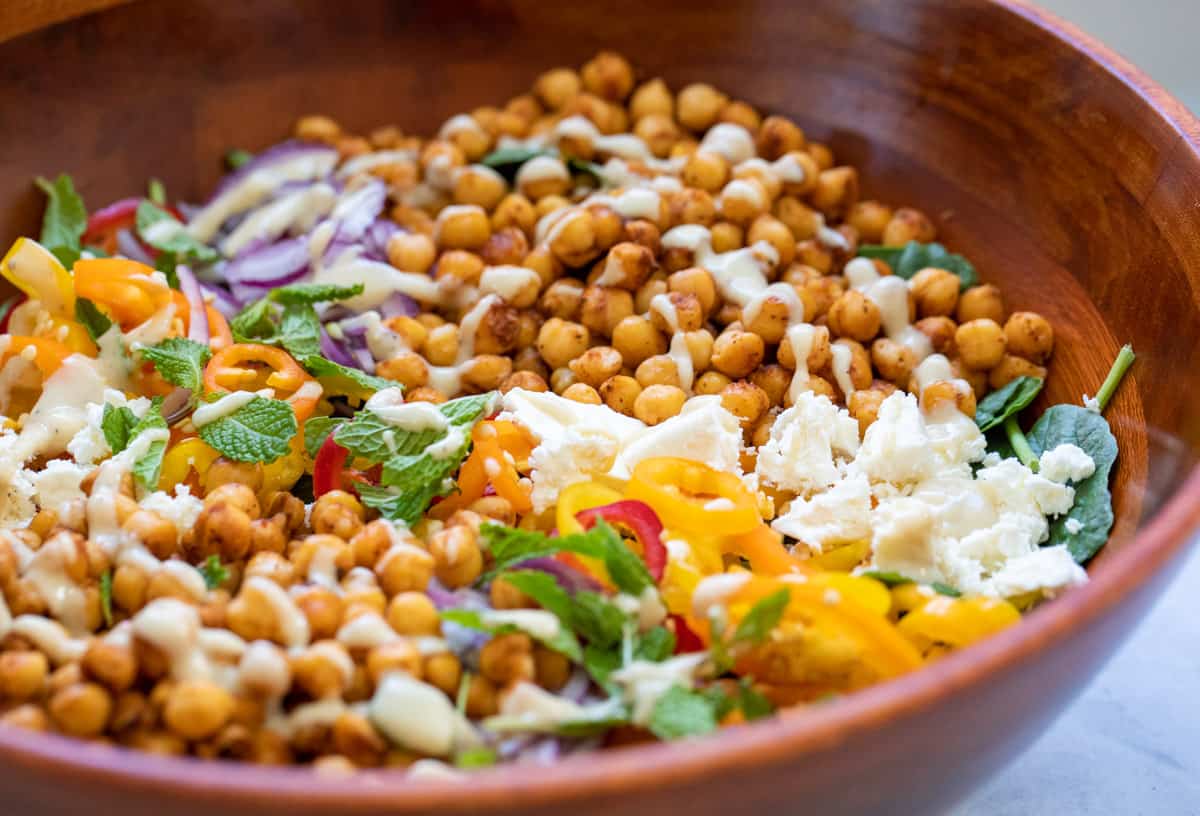 Crunchy Chickpea Salad with Tahini Dressing ~ Crunch Time Kitchen