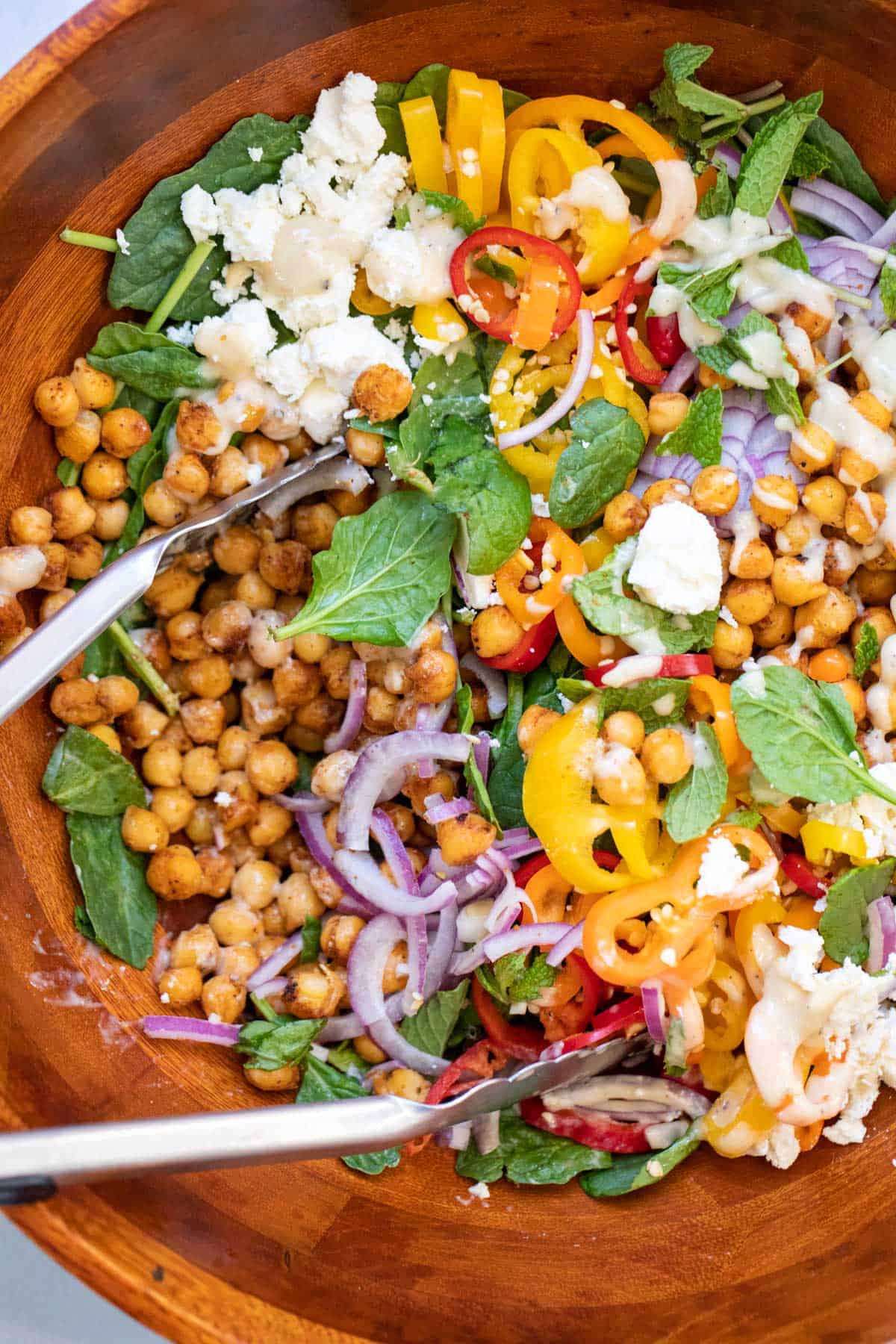 Crunchy Chickpea Salad with Tahini Dressing ~ Crunch Time Kitchen