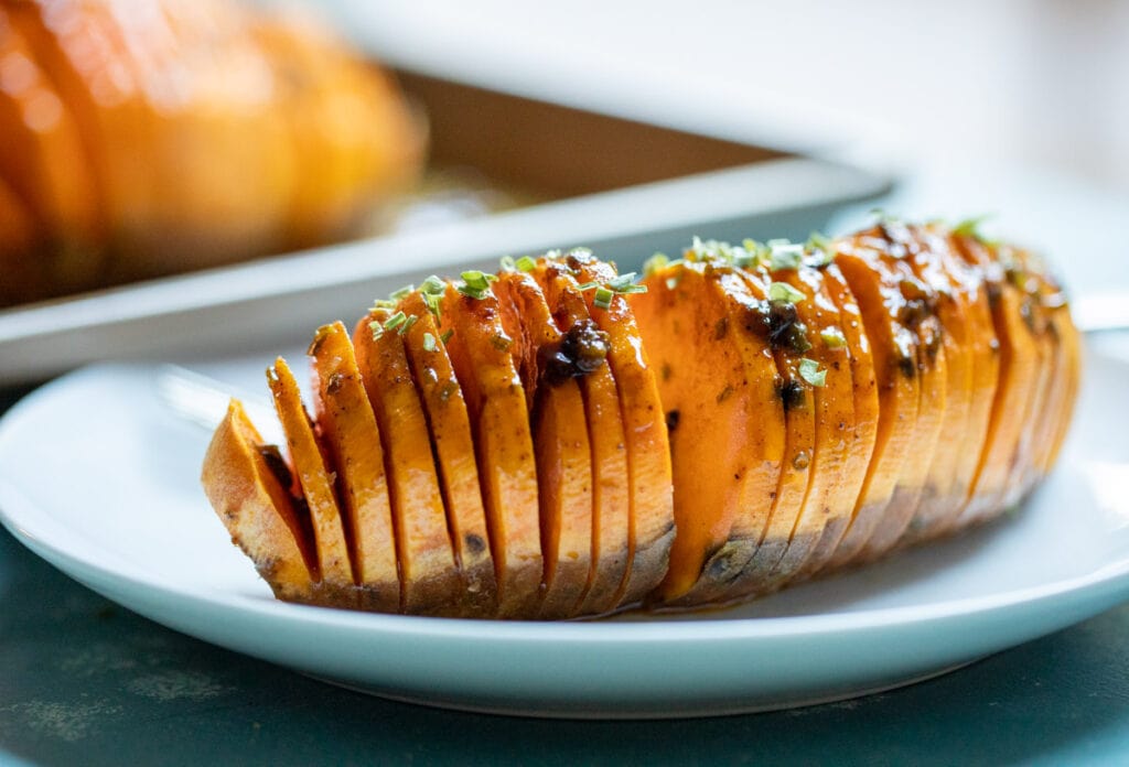 Sweet Potatoes Hasselback.