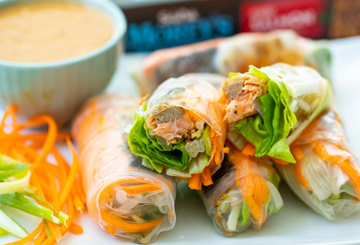 Salmon Rice Paper Sushi Roll - Unbound Wellness