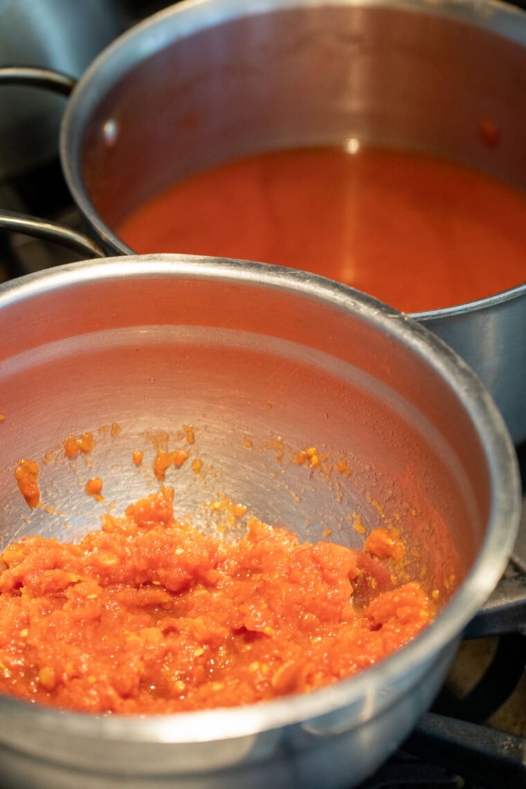 Filtering the salsa.