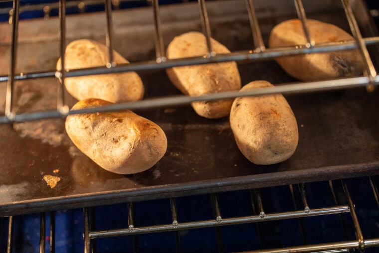 Baked potatoes for mashing.