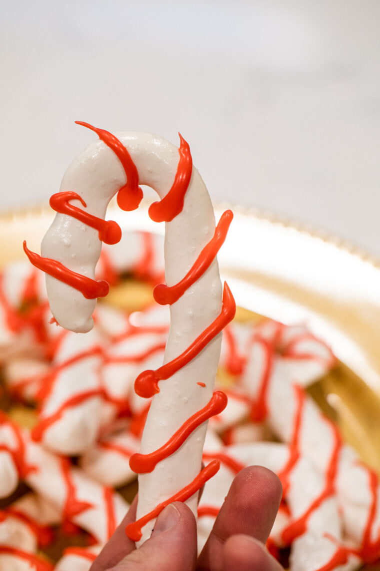 Single Meringue Candy Canes.