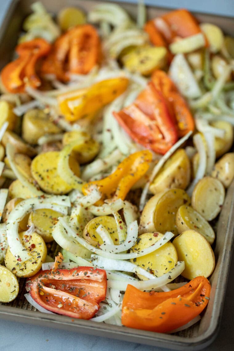 Roasting vegetables. 